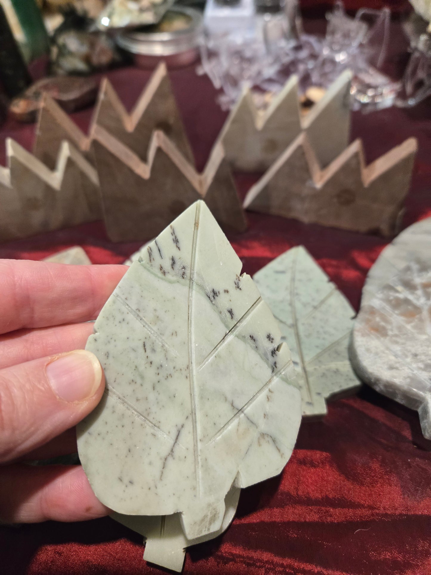 Jasper Leaf and Mountain Carvings