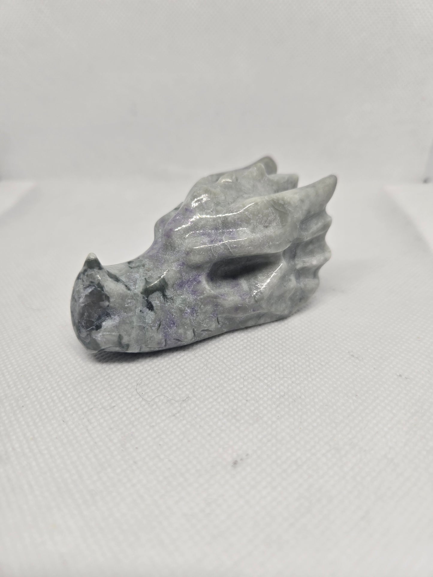 Moss Agate Dragon Skull