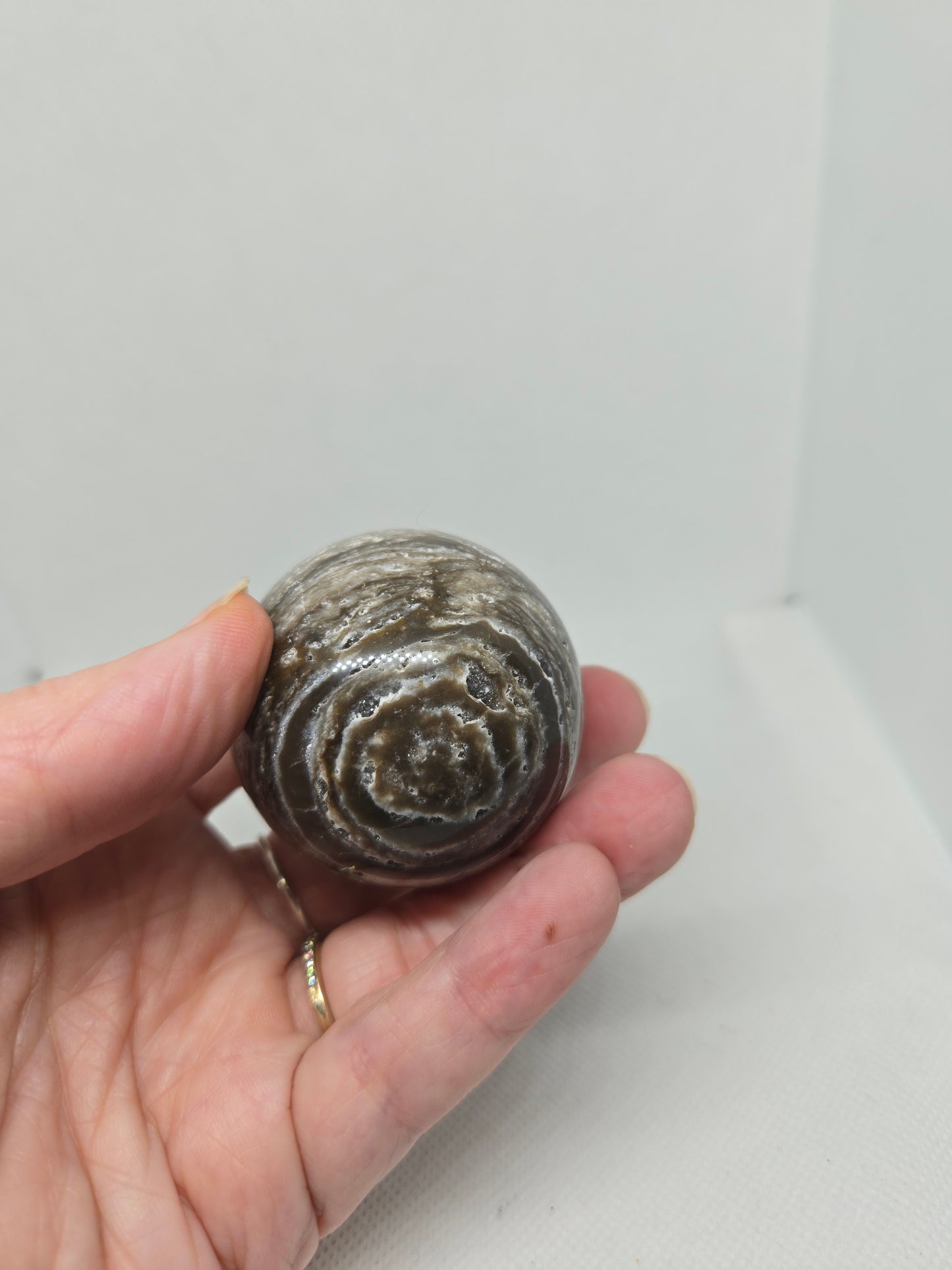 Druzy Banded Calcite Sphere