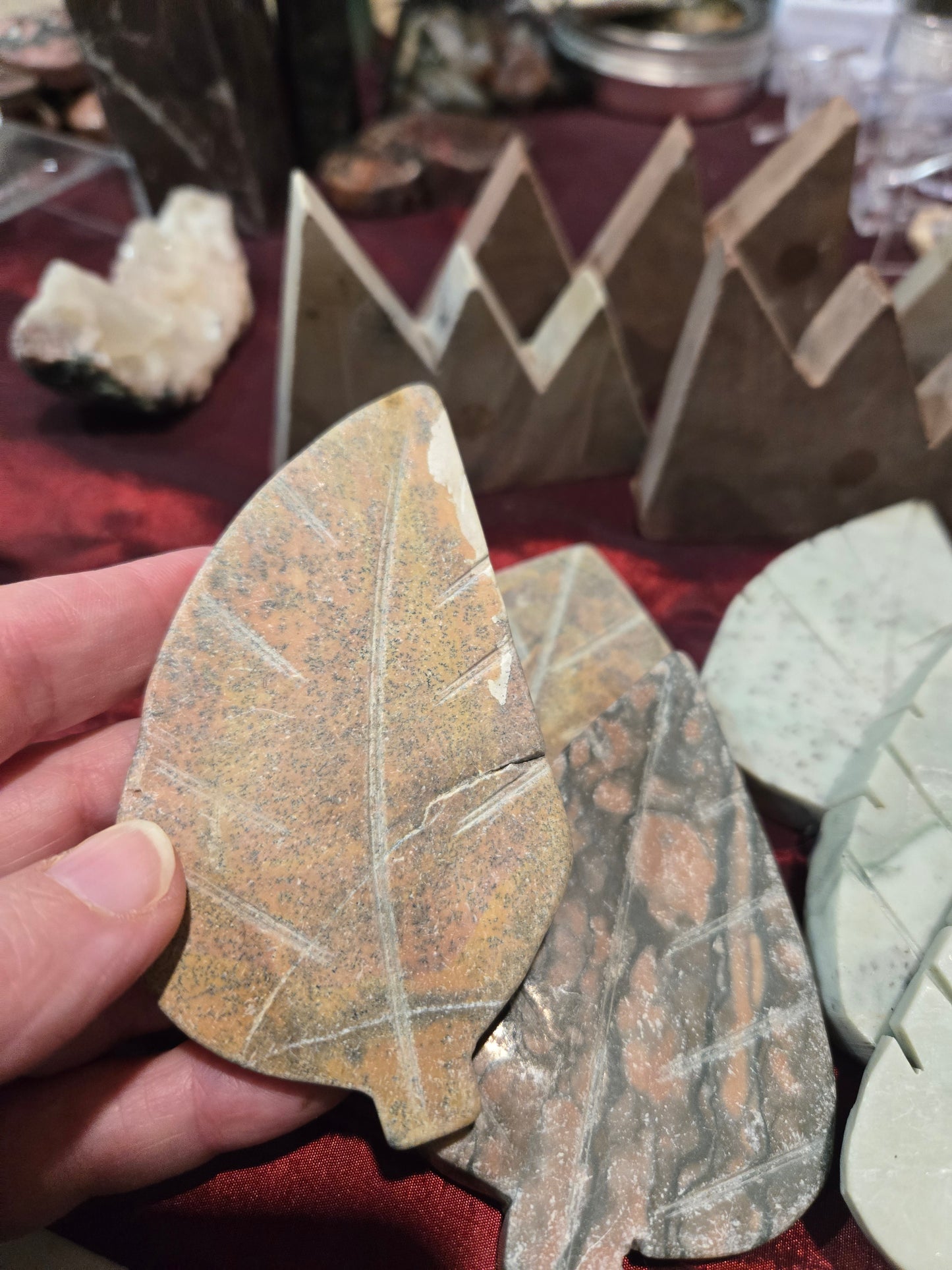 Jasper Leaf and Mountain Carvings