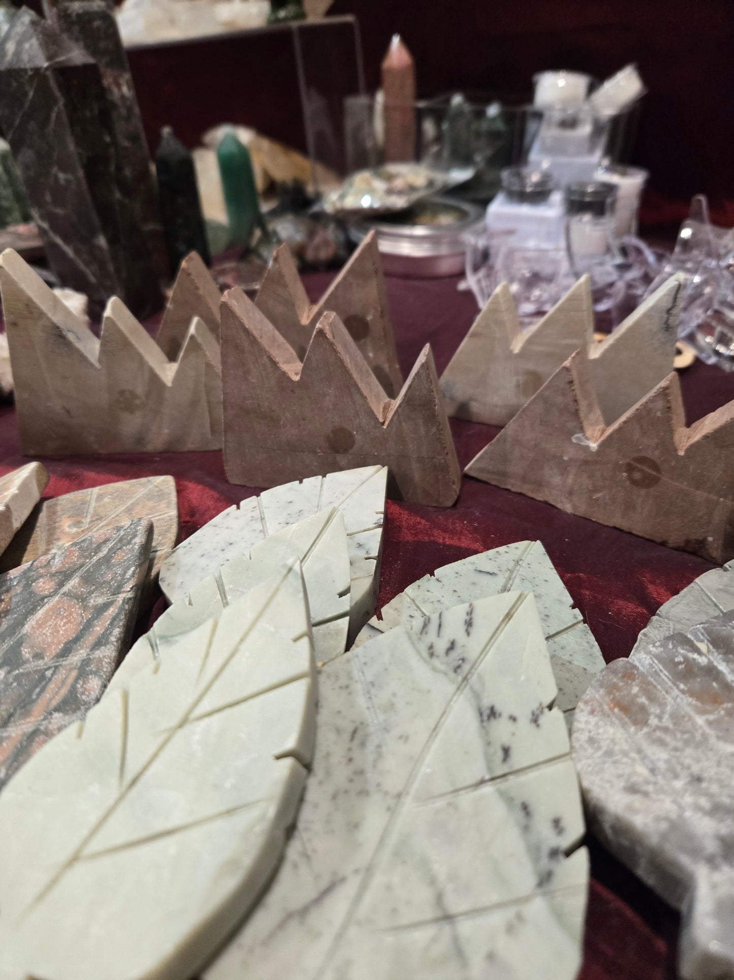 Jasper Leaf and Mountain Carvings