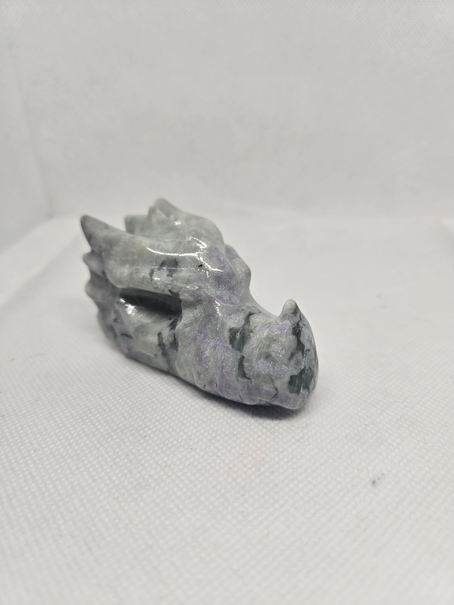 Moss Agate Dragon Skull